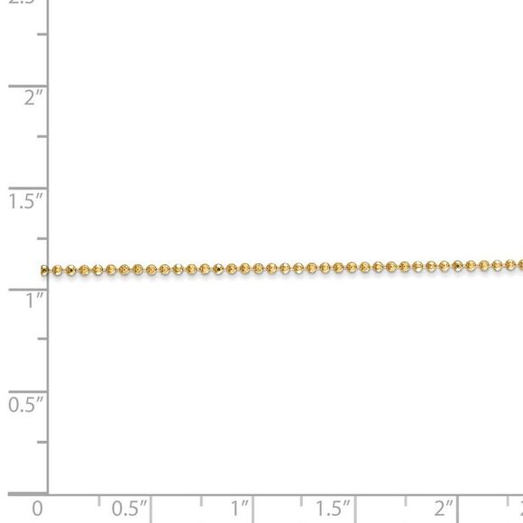 1.2mm, 14k Yellow Gold, Diamond Cut Hollow Bead Chain Necklace, 24 In - Picture 5 of 8